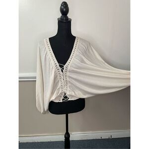 Gimmicks Buckle Oversized Dolman Lace-Up Top Size X-Small